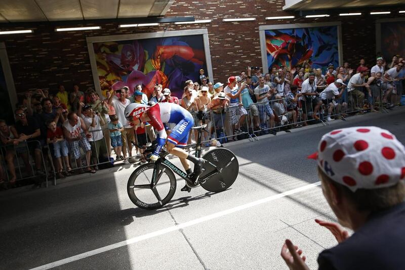 Wilco Kelderman of the Netherlands races during the first stage of the Tour de France on Saturday. Laurent Cipriani / AP