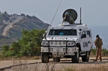 UN peacekeeping forces in Lebanon patrol the southern coastal area of Naqura, near the border with Israel. AFP