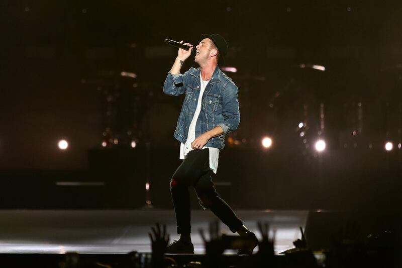 SINGAPORE - SEPTEMBER 15:  OneRepublic perform during practice for the 2017 Formula 1 Singapore Airlines Singapore Grand Prix at  on September 15, 2017 in Singapore.  (Photo by Brendon Thorne/Singapore GP via Getty Images)