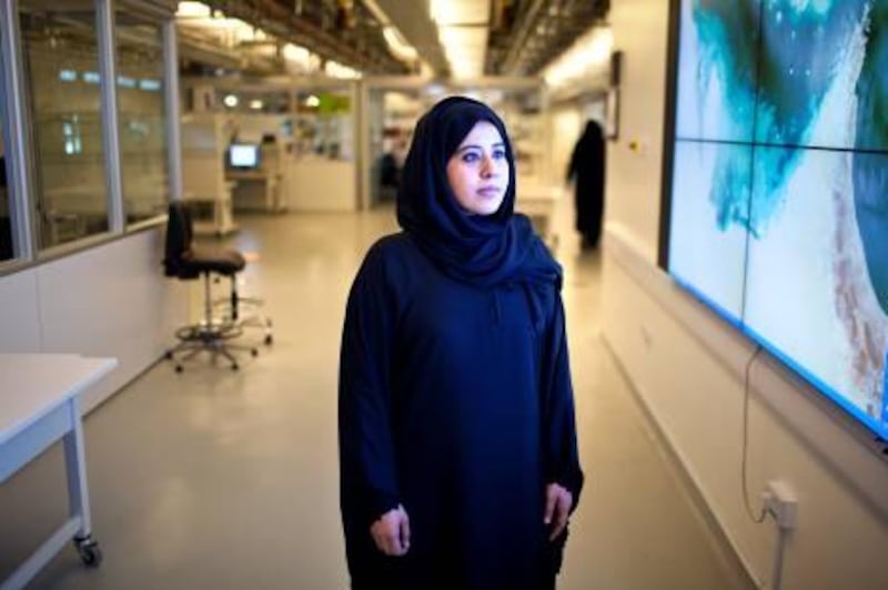 Emirati Shaikaal Mazrooei, 26, from Ras al Khaiman, an Engineering Systems and Management program graduate student and one in Masdar's first graduating class,  poses for a portrait on Tuesday, May 31, 2011, at one of the labs at the Masdar Institute of Science and Technology near Abu Dhabi. (Silvia Razgova / The National)


