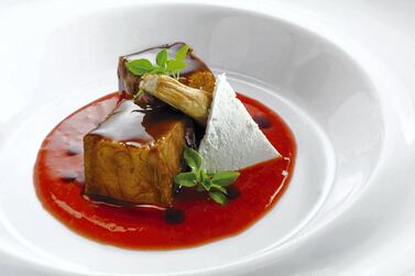 Lamb with eggplant tomato and salted ricotta, by chef Heinz Beck Flavel Monteiro 
