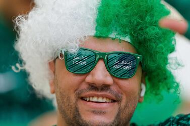 A supporter of Saudi Arabia attends the Qatar 2022 World Cup Group C football match between Argentina and Saudi Arabia at the Lusail Stadium in Lusail, north of Doha on November 22, 2022.  (Photo by Odd ANDERSEN  /  AFP)