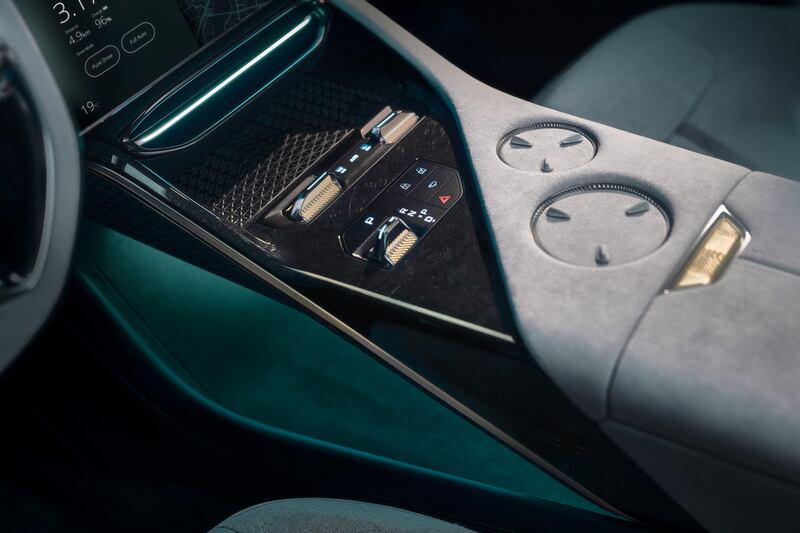 The Eletre's centre console, complete with its high-density wool covering