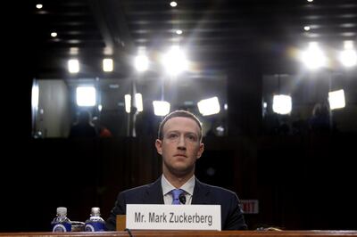 Facebook CEO Mark Zuckerberg testifies before a joint hearing of the US Senate Commerce, Science and Transportation Committee and Senate Judiciary Committee on Capitol Hill, April 10, 2018 in Washington, DC. - Zuckerberg offered apologies to US lawmakers Tuesday as he made a long-awaited appearance in a congressional hearing on the hijacking of personal data on millions of users. (Photo by JIM WATSON / AFP)