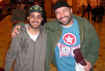 Mohammed Al Hosani alongside UFS commentator and broadcaster Joe Rogan. Courtesy Mohammed Al Hosani