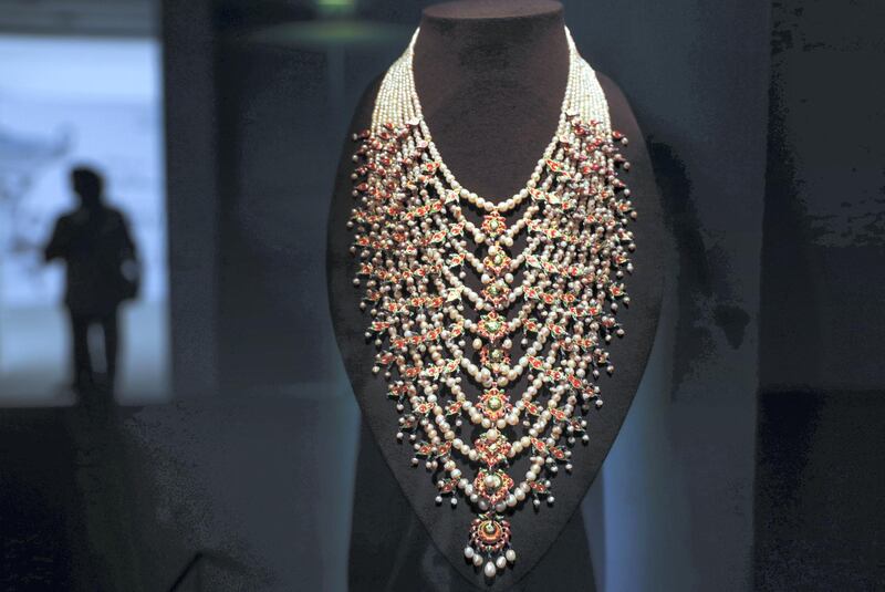 Abu Dhabi, United Arab Emirates, November 9, 2019.  
STORY BRIEF: Umm Kulthum necklace at 10,000 Years of Luxury exhibition inside the Louvre Abu Dhabi.
Victor Besa/The National
Section:  NA
Reporter:  Alexandra Chaves