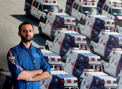 Dubai, 23, July, 2017: Majid Al Zarooni, Head of Airwing Ambulance Division pose during the interview at the Dubai Corporation for Ambulance Services in Dubai. ( Satish Kumar /  For the National )
Reporter: Nawal
Section: News