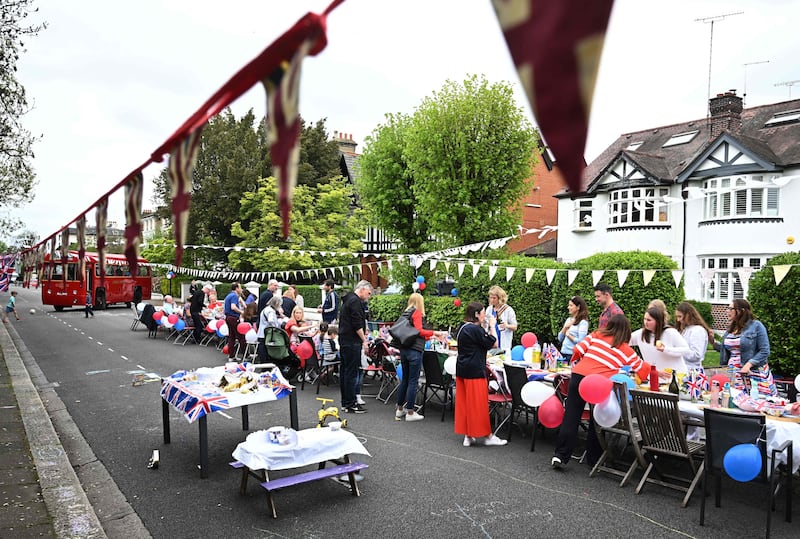 Residents attend a street party in Chiswick, West London. AFP