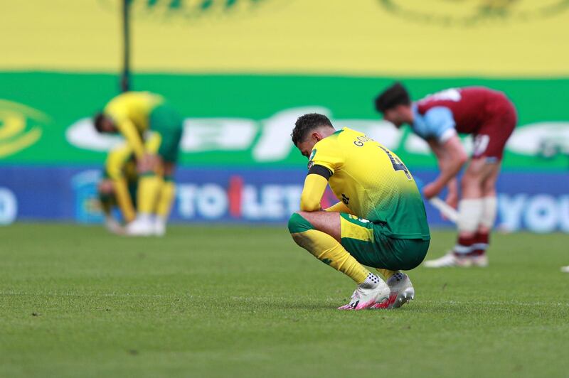Norwich City's Ben Godfrey at the end of the game. AP