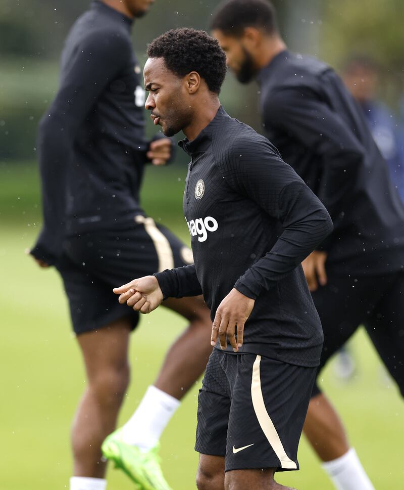 Chelsea forward Raheem Sterling during training. PA