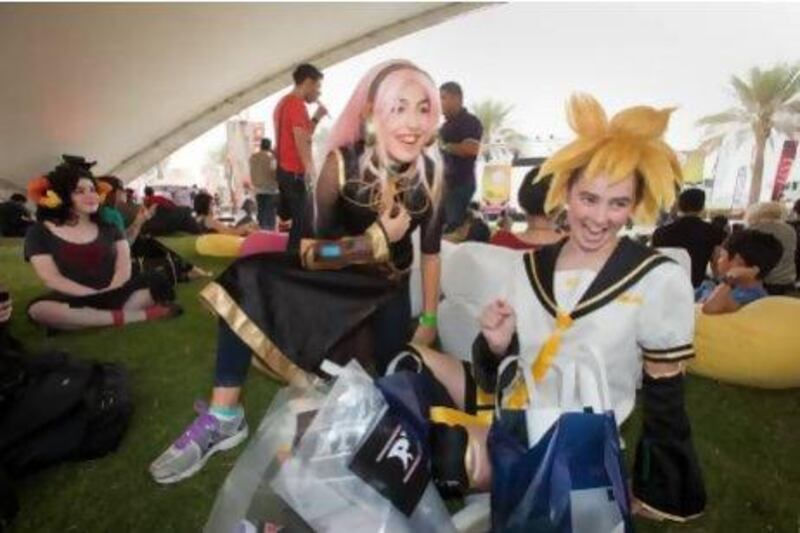 Dalia Saleeby as Megurine Luka and Abigail Riley as Kagamine Len at last year's first Middle East Film & Comic Con in Dubai. Jaime Puebla / The National