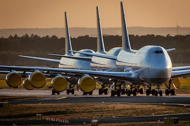 Boeing 747 aircraft of German Lufthansa are parked at the airport in Frankfurt. AP Photo