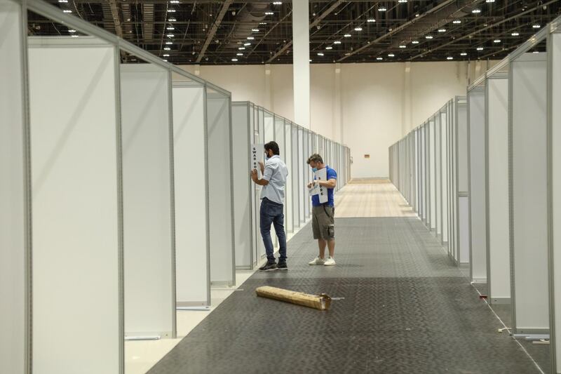 Abu Dhabi National Exhibition Centre is converted into a huge field hospital. Courtesy: Adnec