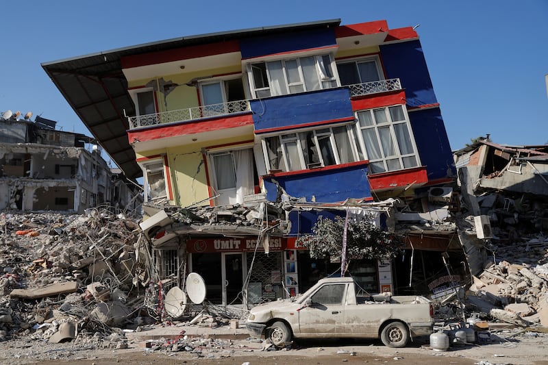 Adestroyed building in Antakya, Turkey, on February 18, 2023.  Reuters