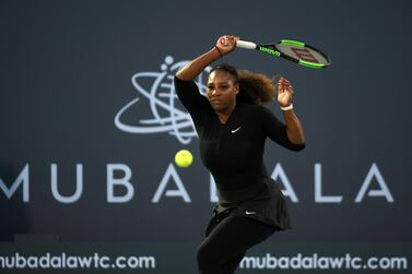 Serena Williams during her match against Jelena Ostapenko at the 2017 Mubadala World Tennis Championship. Getty Images