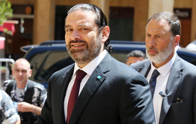Lebanon's Prime Minister Saad Hariri arrives to attend a parliament session in downtown Beirut, Lebanon July 16, 2019. Picture taken July 16, 2019. REUTERS/Mohamed Azakir