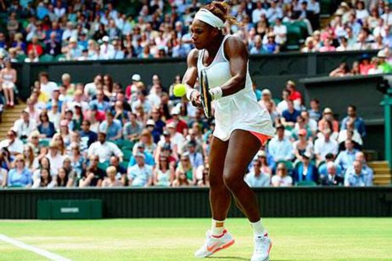 Serena Williams plays a backhand against Sabine Lisicki but was undone by her rival's serve at crucial moments. Mike Hewitt / Getty Images