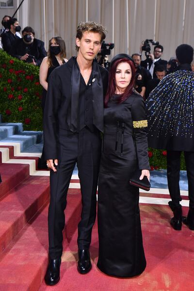 Priscilla Presley attended the 2022 Met Gala with Austin Butler, who portrays her ex-husband in the Baz Luhrmann biopic 'Elvis'. AFP
