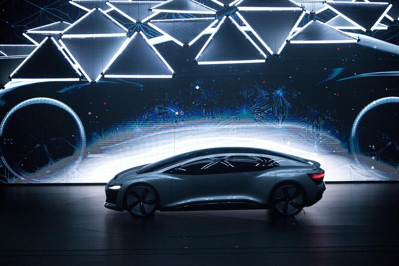 The Audi AG Aicon electric autonomous automobile is presented during a world premiere event in Shenzhen, China, on Tuesday, June 5, 2018. Audi plans to make five new-energy vehicle models in China by 2022, the company’s China head Joachim Wedler said. Photographer: Giulia Marchi/Bloomberg