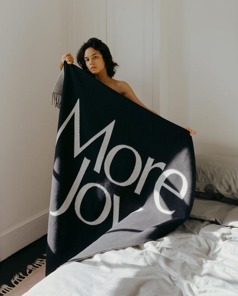 Christopher Kane's More Joy blanket is a reminder to enjoy each day. Courtesy Christopher Kane