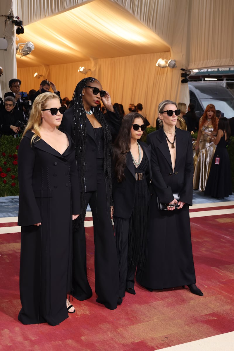Amy Schumer, Venus Williams, Gabriela Hearst and Xiye Bastida in head-to-toe black on the red carpet. EPA