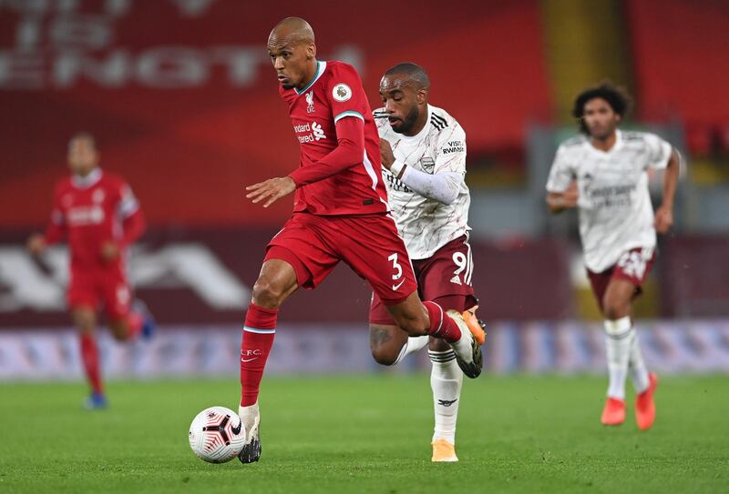 Fabinho. 7 – Tidied up well in the heart of midfield in the absence of Jordan Henderson. The importance of his battling display cannot be understated and he twice moved swiftly to nullify Arsenal attacks on the counter. AP