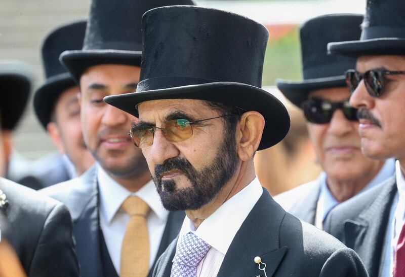 Sheikh Mohammed bin Rashid, Prime Minister and Ruler of Dubai, on Day 4 of Royal Ascot at Ascot Racecourse in Ascot, England. Getty Images