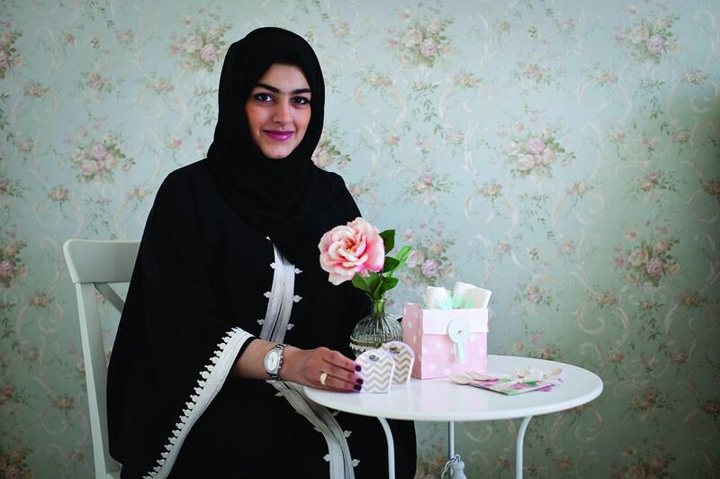 Shamma Al Taheri shows off products from Scrap_Shop, at her home in Al Qusais, Dubai. Razan Alzayani / The National