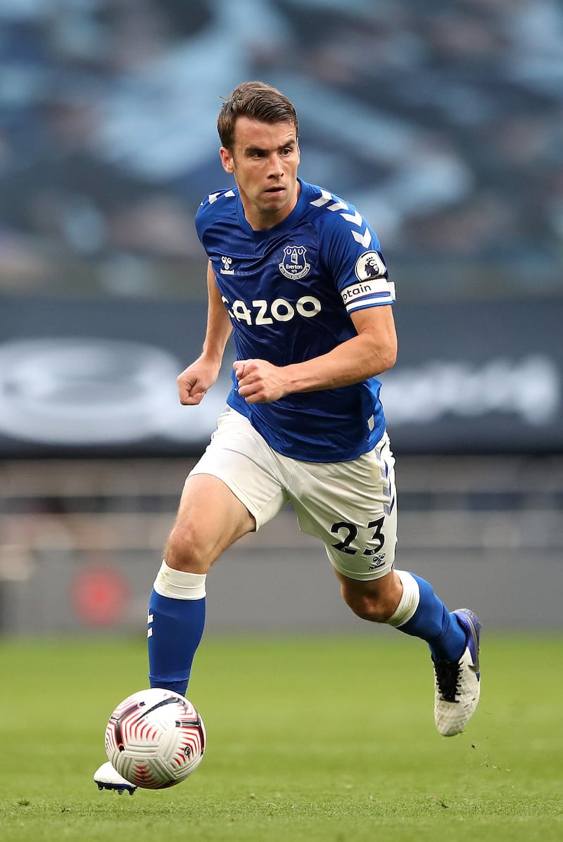 LONDON, ENGLAND - SEPTEMBER 13: Seamus Coleman of Everton  during the Premier League match between Tottenham Hotspur and Everton at Tottenham Hotspur Stadium on September 13, 2020 in London, England. (Photo by Alex Pantling/Getty Images)