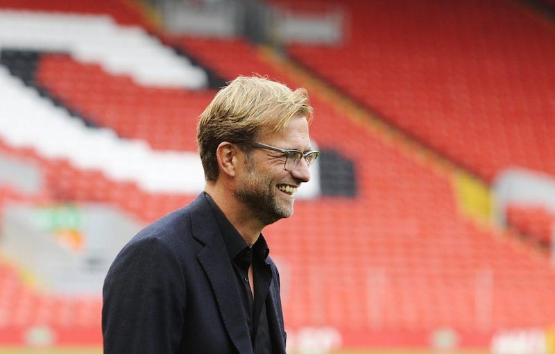 Newly appointed Liverpool manager Jurgen Klopp shown during his presentation at Anfield last week. Phil Richards / EPA / October 9, 2015