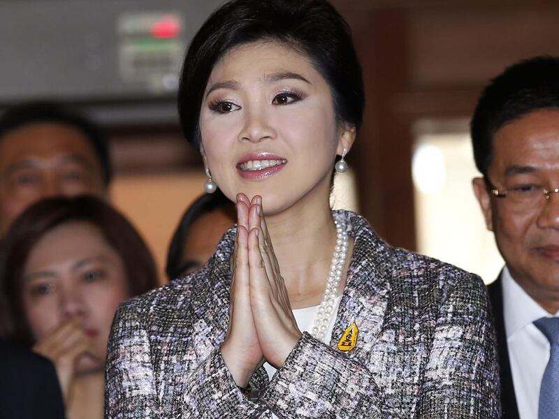 Former Thai prime minister Yingluck Shinawatra arrives to answer questions to the National Legislative Assembly during impeachment proceedings against her in Bangkok, Thailand. Narong Sangnak / EPA