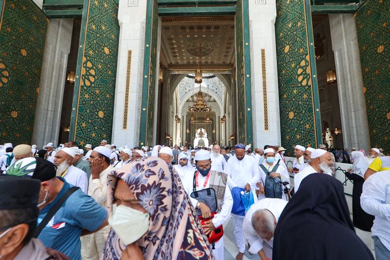 Muslim worshippers gather at the Grand Mosque. AFP