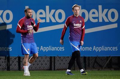 Veteran Dani Alves, left, has been training with Barcelona. EPA