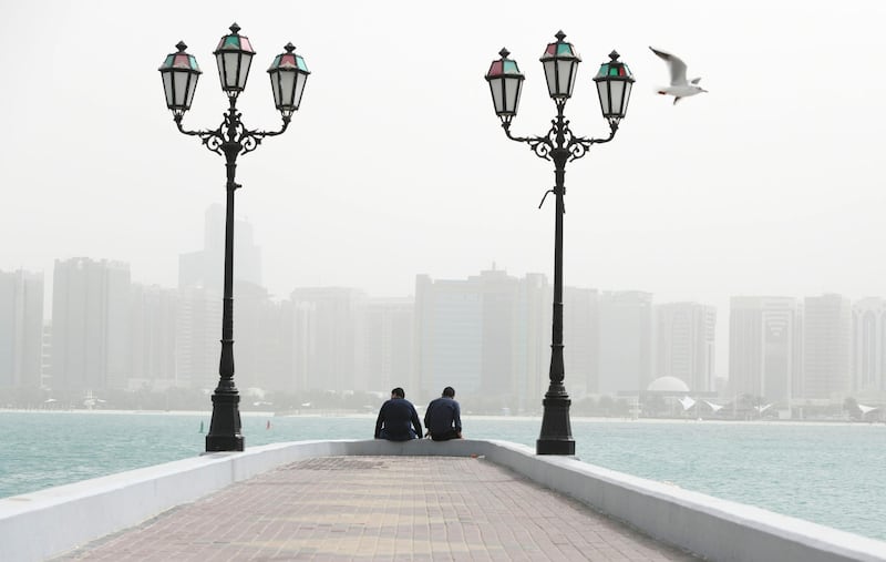 Abu Dhabi, United Arab Emirates - Dusty and windy along the Abu Dhabi Corniche. Khushnum Bhandari for The National