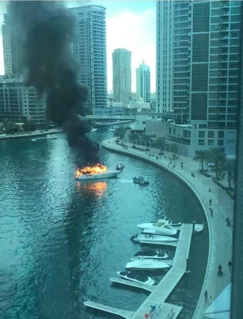 At one stage the boat was almost completely engulfed in flames. Submitted.