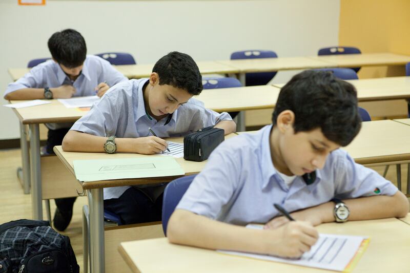 UAE - Dubai - Sep 11 - 2011:  New students take a test at the math class during their first day of school at Dubai International Academy. ( Jaime Puebla - The National Newspaper )
