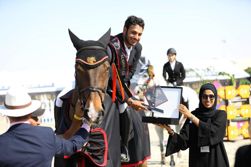Abdulrahman Ahmed Ameen, aboard Corando, won of the Young Riders Class. BrandinfinitiOman