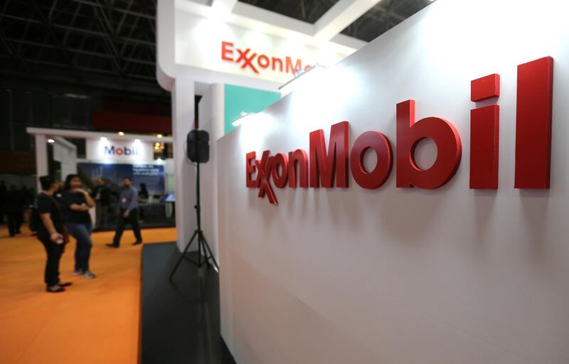 A logo of the Exxon Mobil Corp is seen at the Rio Oil and Gas Expo and Conference in Rio de Janeiro, Brazil September 24, 2018. REUTERS/Sergio Moraes