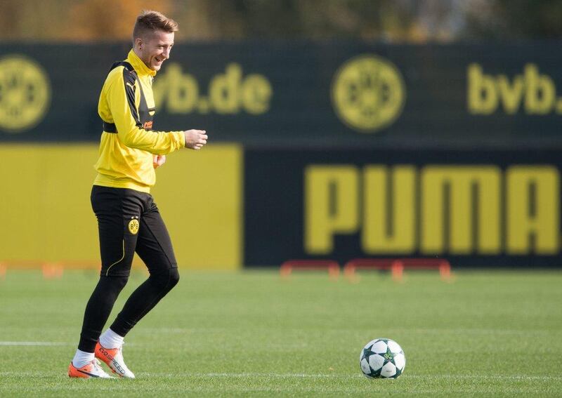 Marco Reus of Borussia Dortmund warms up. Lukas Schulze / Bongarts / Getty Images