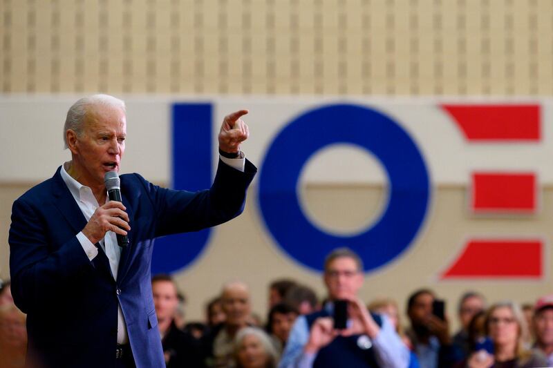 (FILES) In this file photo Democratic presidential hopeful former Vice President Joe Biden speaks at a town hall event in Charleston, South Carolina on February 24, 2020. Former vice president Joe Biden won the South Carolina Democratic presidential  primary on Saturday, defeating frontrunner Bernie Sanders, networks projected.
 / AFP / JIM WATSON
