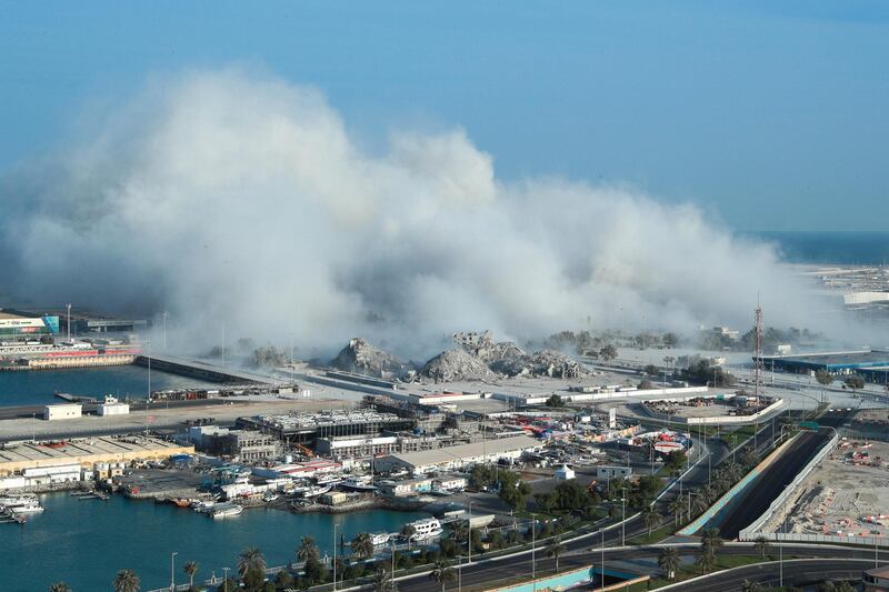 Abu Dhabi, United Arab Emirates, November 27, 2020.  Mina Zayed Plaza demolition Friday morning, Abu Dhabi.
Victor Besa/The National
Section:  National News