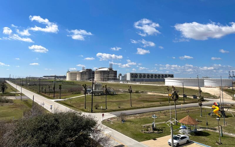 Storage tanks and gas-chilling units are seen at Freeport LNG, the second largest exporter of US liquified natural gas. Reuters