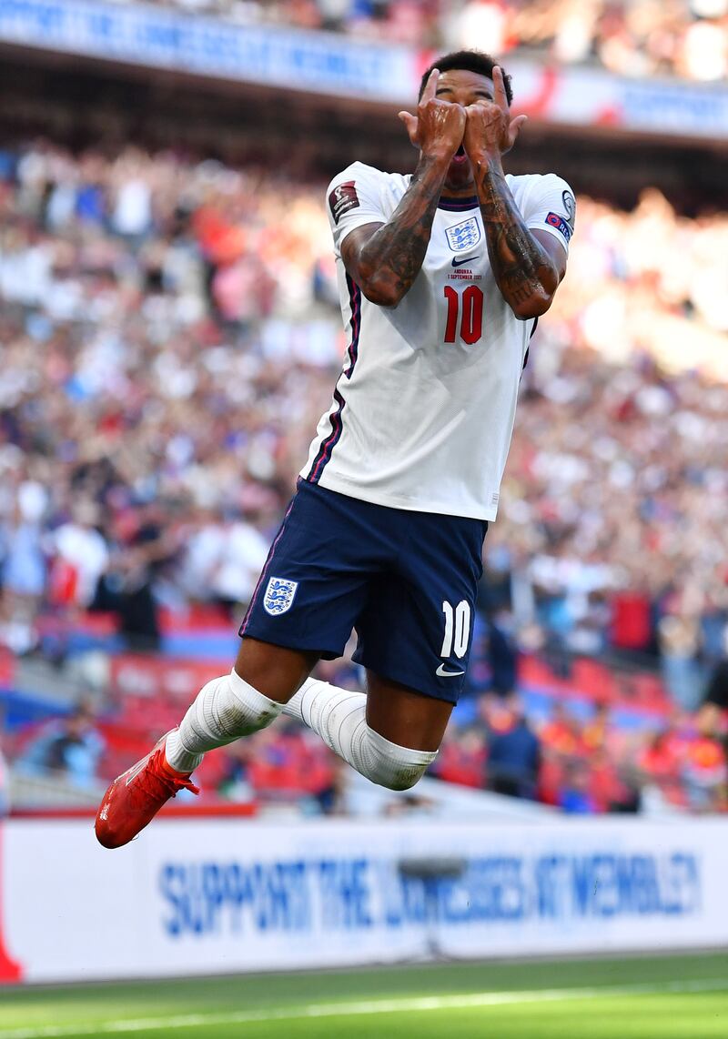 England's Jesse Lingard celebrates scoring against Andorra in the World Cup qualifier at Wembley Stadium on Sunday, September 5. Reuters