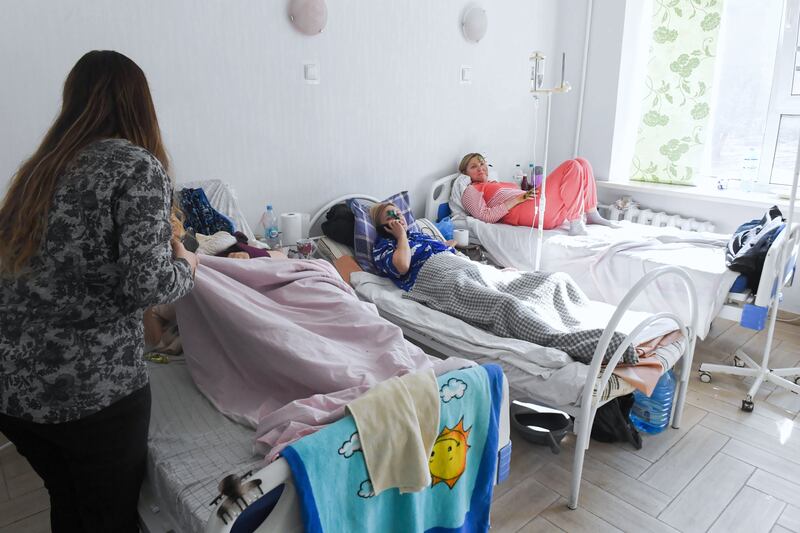 Civilian victims of Russian bombings are treated in a hospital in Kharkiv, Ukraine. EPA