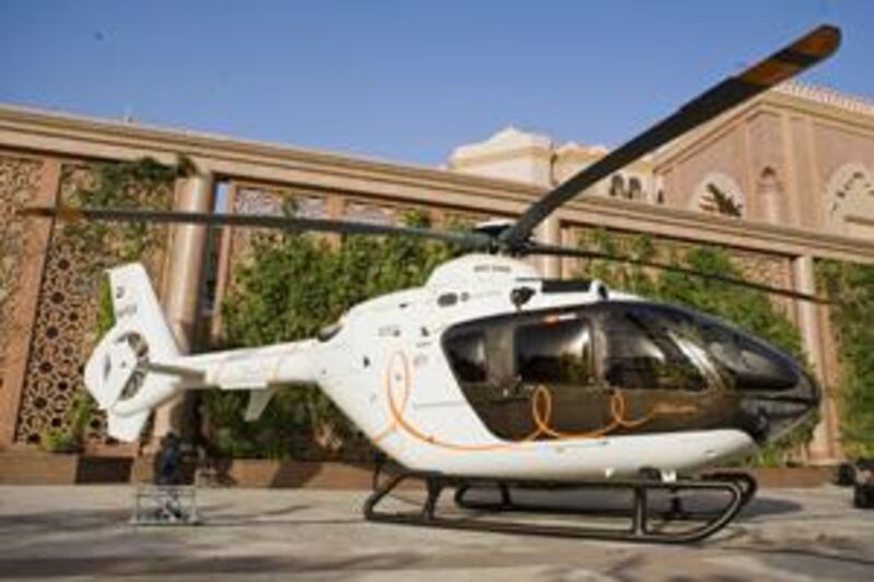 The L'Hélicoptère par Hermès on display outside Emirates Palace.