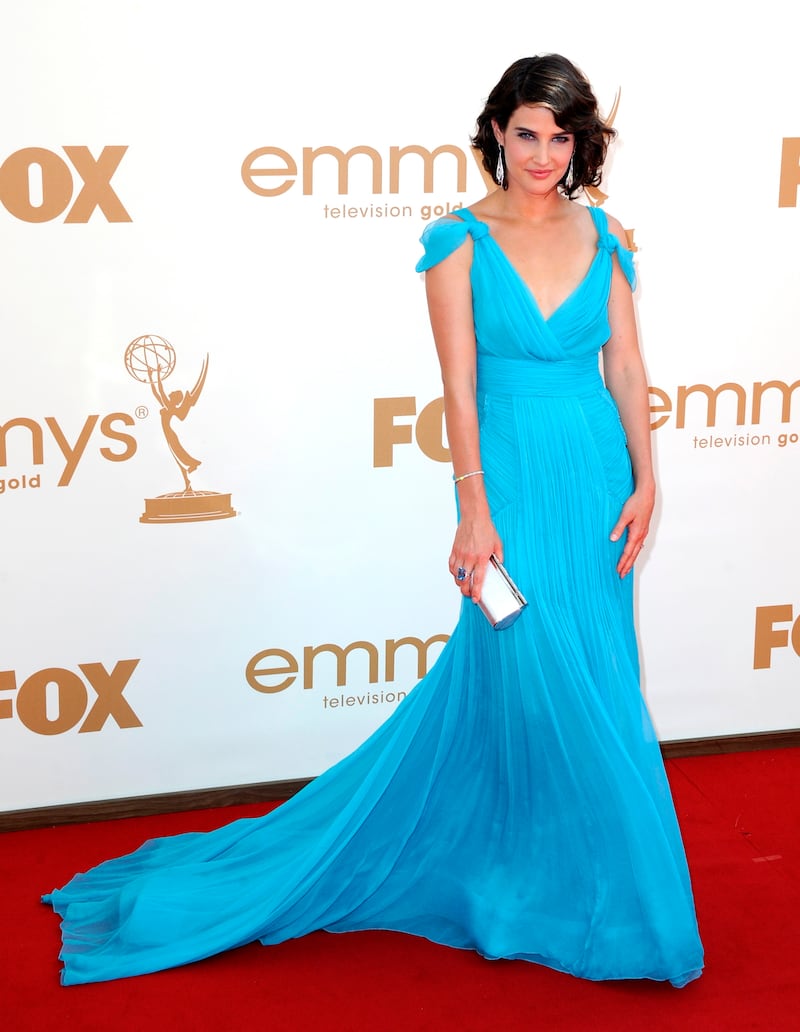 Cobie Smulders wears Alberta Ferretti to the 2011 Primetime Emmy Awards. EPA