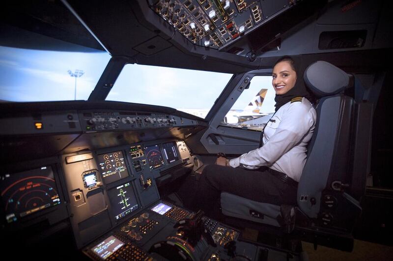 Emirati pilot Aisha Al Mansoori. Photo courtesy Etihad airways