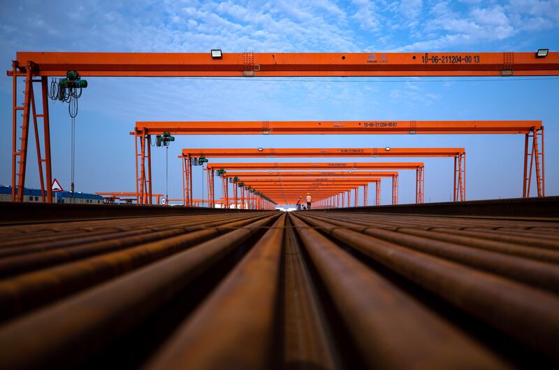 A behind the scenes look at construction of the new rail line. Victor Besa / The National