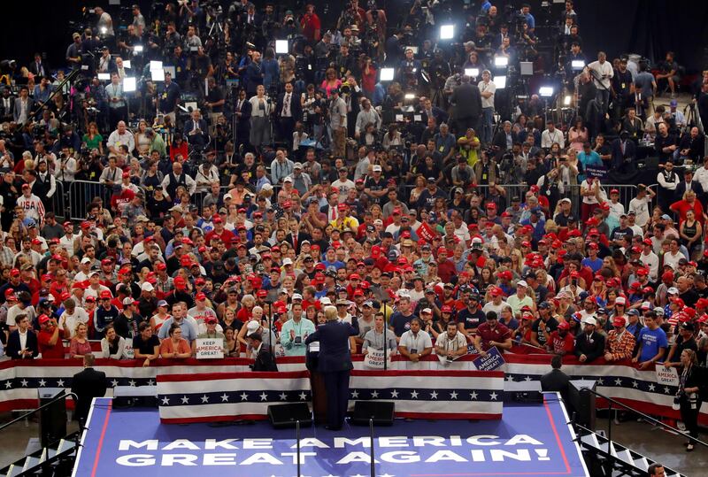 Donald Trump speaks as he formally kicking off his re-election bid with a campaign rally in Orlando, Florida.  Reuters