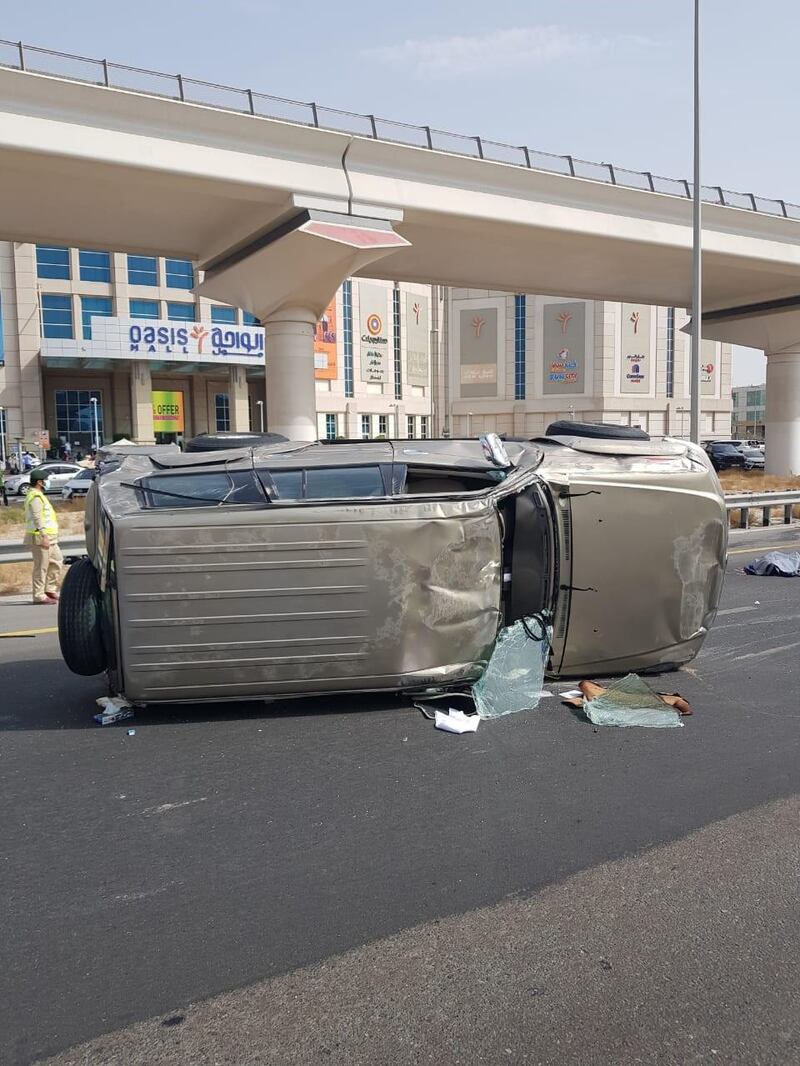 One person died and 5 others were injured in separate traffic accidents during the weekend in Dubai. Courtesy Dubai Police